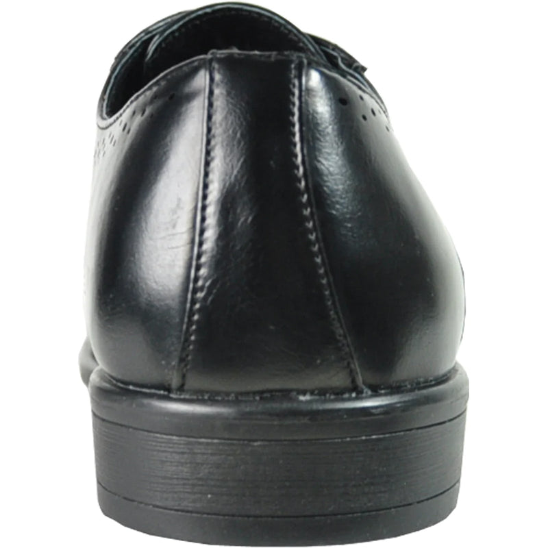 Bravo Mens Vintage Style 1920's Wingtip Lace Up Dress Shoe in Black
