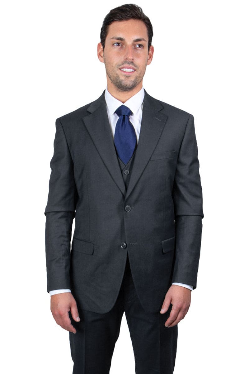 "Mens Stacy Adams Suit - Stacy Adams Suit Men's Charcoal Grey Two Button Vested Suit"