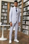 Mens Stacy Adams Suit -Stacy Adams Suit Men's Light Blue Plaid Vested Suit - Two Button Wide Notch Lapel