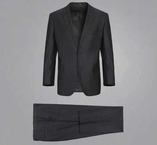 Renoir Clothing - Renoir Suit - Renoir Fashion - Super 140s Wool Two Button Slim Fit Charcoal Renoir Suit