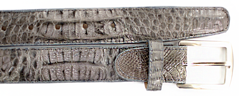 Belvedere Caiman Belt - Gray Genuine Alligator Leather Shoe