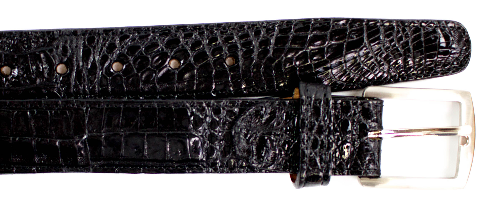 Belvedere Caiman Belt - Black Genuine Caiman Crocodile Shoe