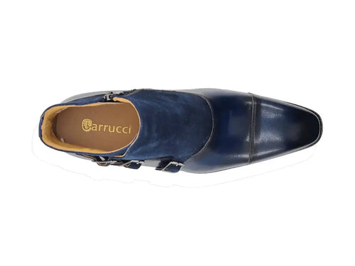 Mens Calf Leather and Suede Triple Monk Chukka Boot