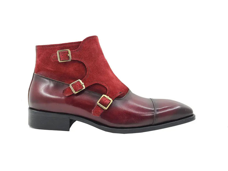 Carrucci Calf & Suede Monk Chukka Boot - Three Buckle Detail