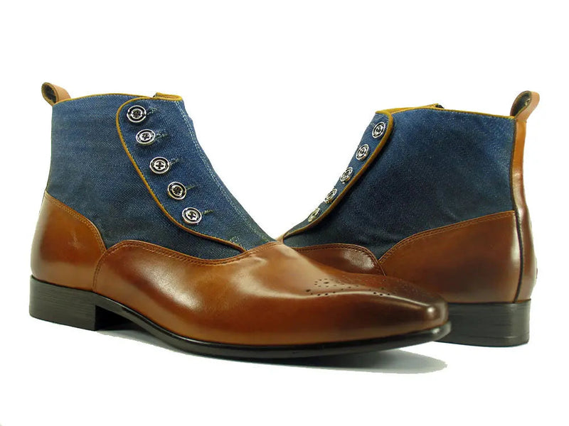 Carrucci Calfskin Button Boot - Luxury Slip-On Leather Shoe