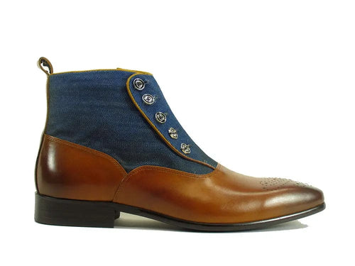 Carrucci Button-Up Calfskin Dress Boots