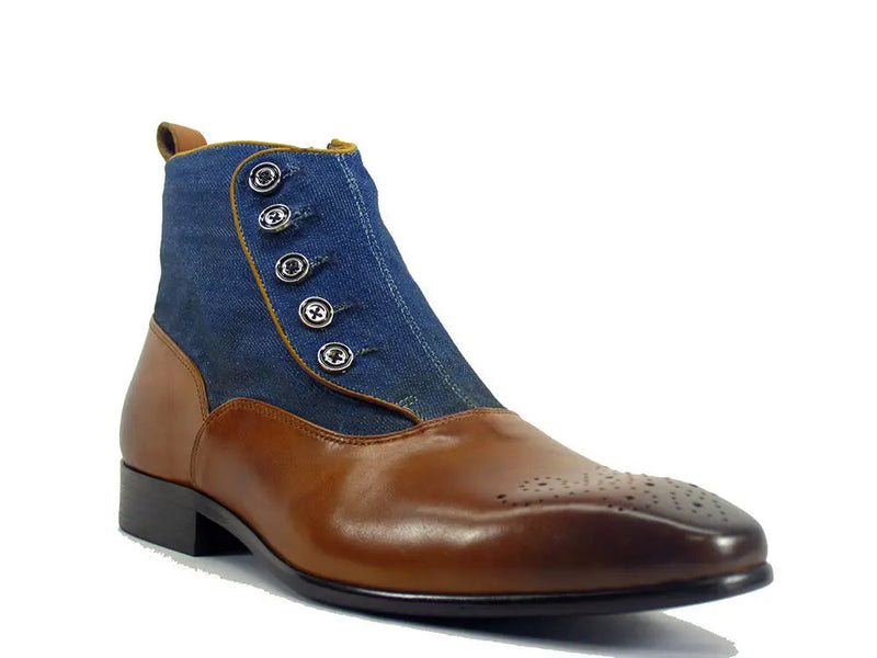 Carrucci Calfskin Button Boot - Luxury Slip-On Leather Shoe