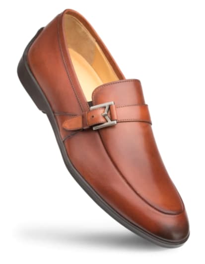 Men’s Cognac Monk Strap Slip-On Shoes by Mezlan – Hand-Burnished Italian Calfskin Made in Spain