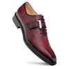 Machado Burgundy Calfskin Monk-Strap Shoes with Horsebit Buckle by Mezlan – Handcrafted in Spain
