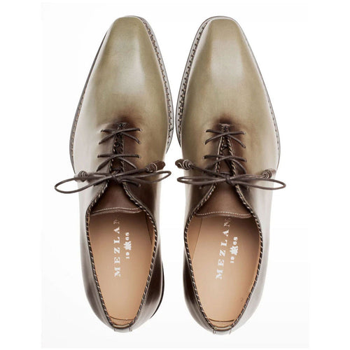 Barbaro Olive/Mocha Two-Tone Whole-Cut Calfskin Oxford Shoes by Mezlan – Handcrafted in Spain