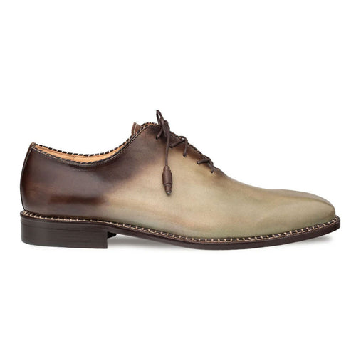 Barbaro Olive/Mocha Two-Tone Whole-Cut Calfskin Oxford Shoes by Mezlan – Handcrafted in Spain