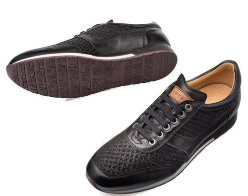 Mezlan Calfskin Suede Dress Sneakers Black Patina Maxim 9463