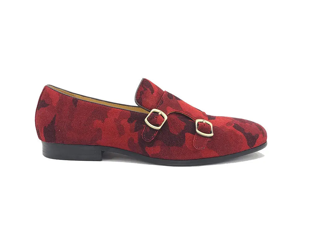Men’s Camo Suede Double Monk Strap Loafers