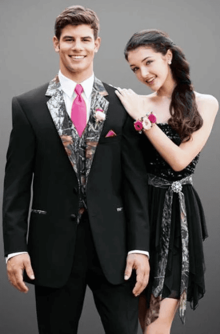Army Green Tuxedo - Camouflage Patterned - Two Toned Vested Olive Camo Besom Front Pockets Black Satin Buttons Tuxedo