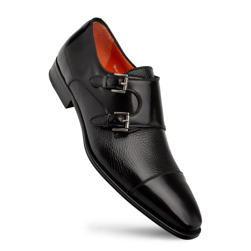 Cantera Black Double Monk Strap Dress Shoes by Mezlan – Made in Spain