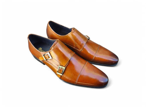 Classic Cap Toe Monk Strap Shoes for Men