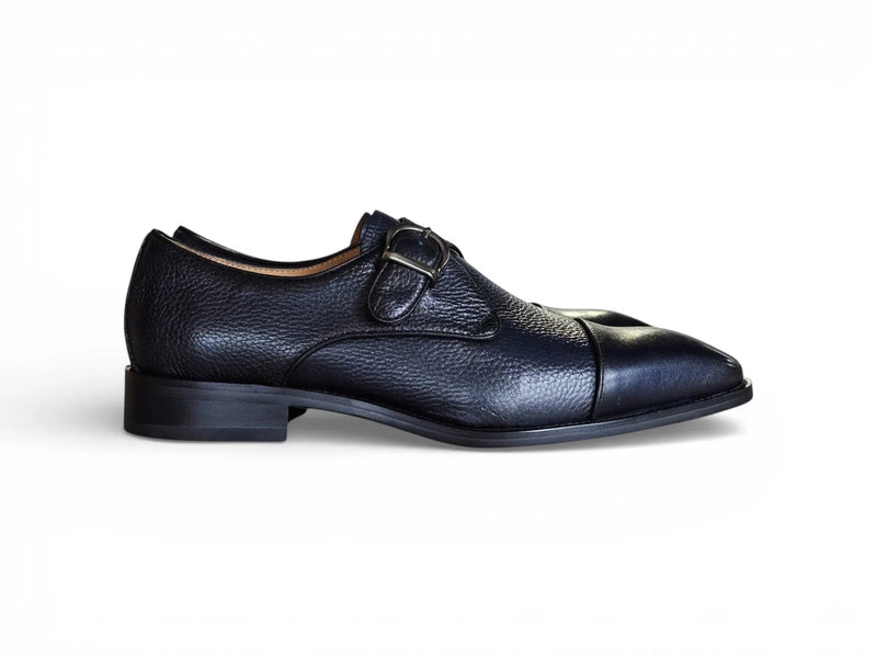 Carrucci Cap Toe Monk Strap Shoes - Luxury Leather