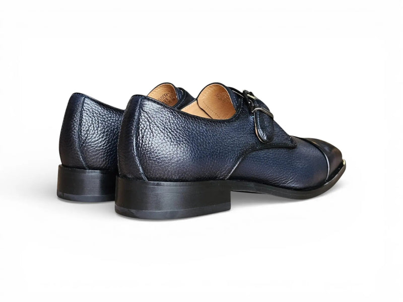 Carrucci Cap Toe Monk Strap Shoes - Luxury Leather