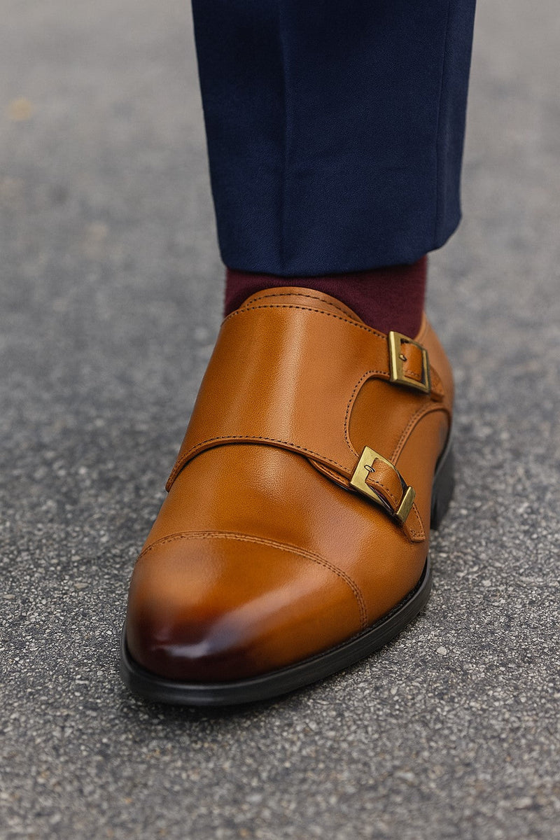 Carrucci Cap Toe Double Monk Strap Shoe