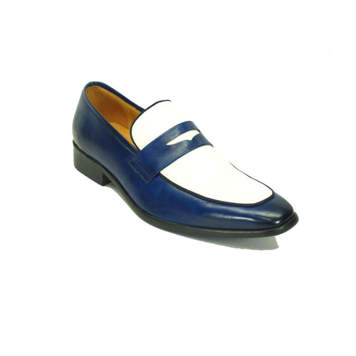 Mens Carrucci Two Tone Penny Loafer Dress Shoe in Brown & Bone