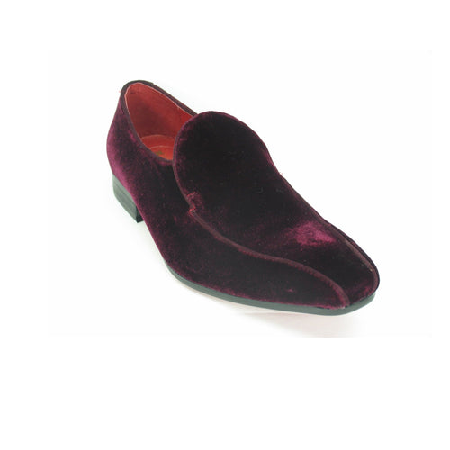 Mens Velvet Modern Loafer Dress Shoe in Burgundy