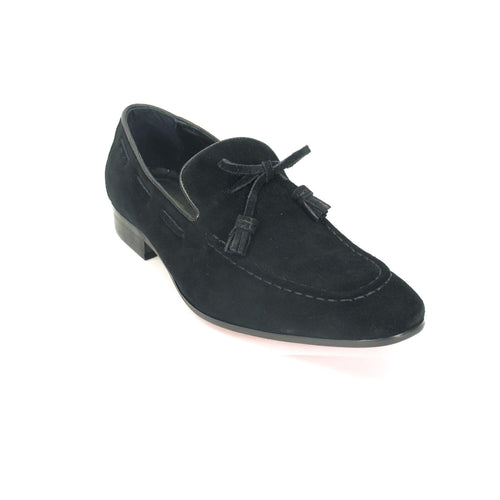 Mens Suede Tassel Loafer Dress Shoe in Black