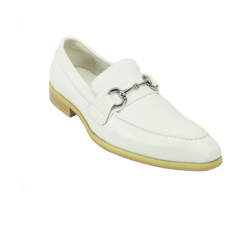 Carrucci Men’s Leather Loafer with Signature Metal Buckle – Chestnut