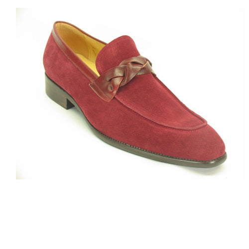 Mens Carrucci Suede Loafer Dress Shoe in Burgundy