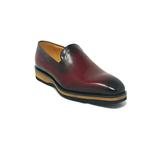 Mens Carrucci Whole Cut Leather Fade Slip On Dress Shoe in Black