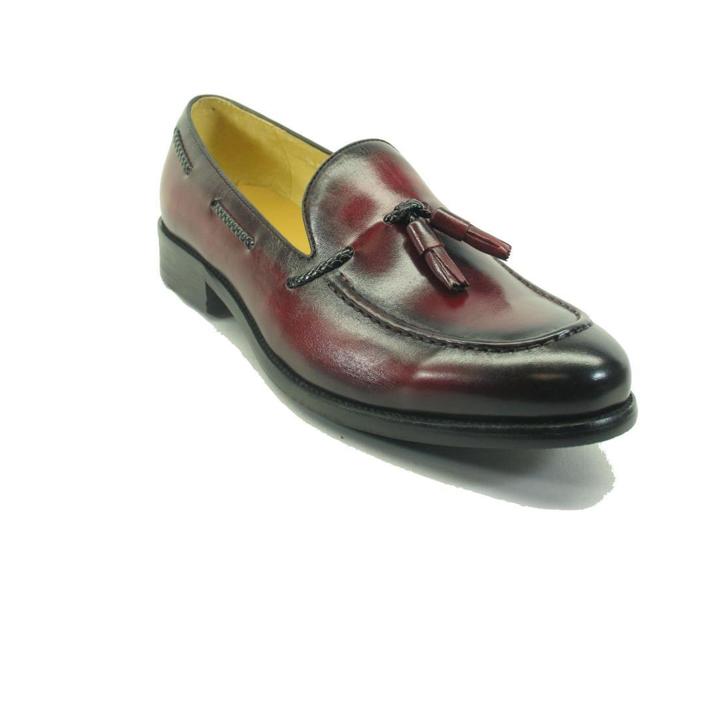 Mens Carrucci Timeless Leather Tassel Loafer in Burgundy