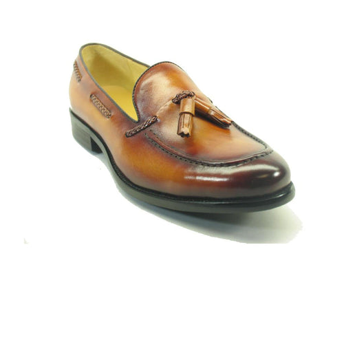 Mens Carrucci Timeless Leather Tassel Loafer in Cognac