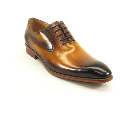Mens Two Tone Hand Painted Leather Dress Shoe in Chestnut