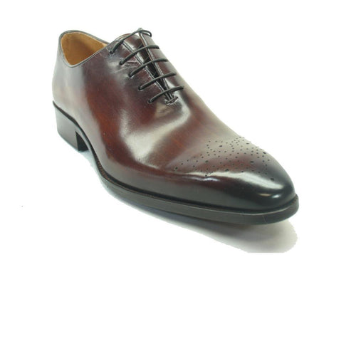 Mens Carrucci Plain Toe Medallion Dress Shoe in Cognac