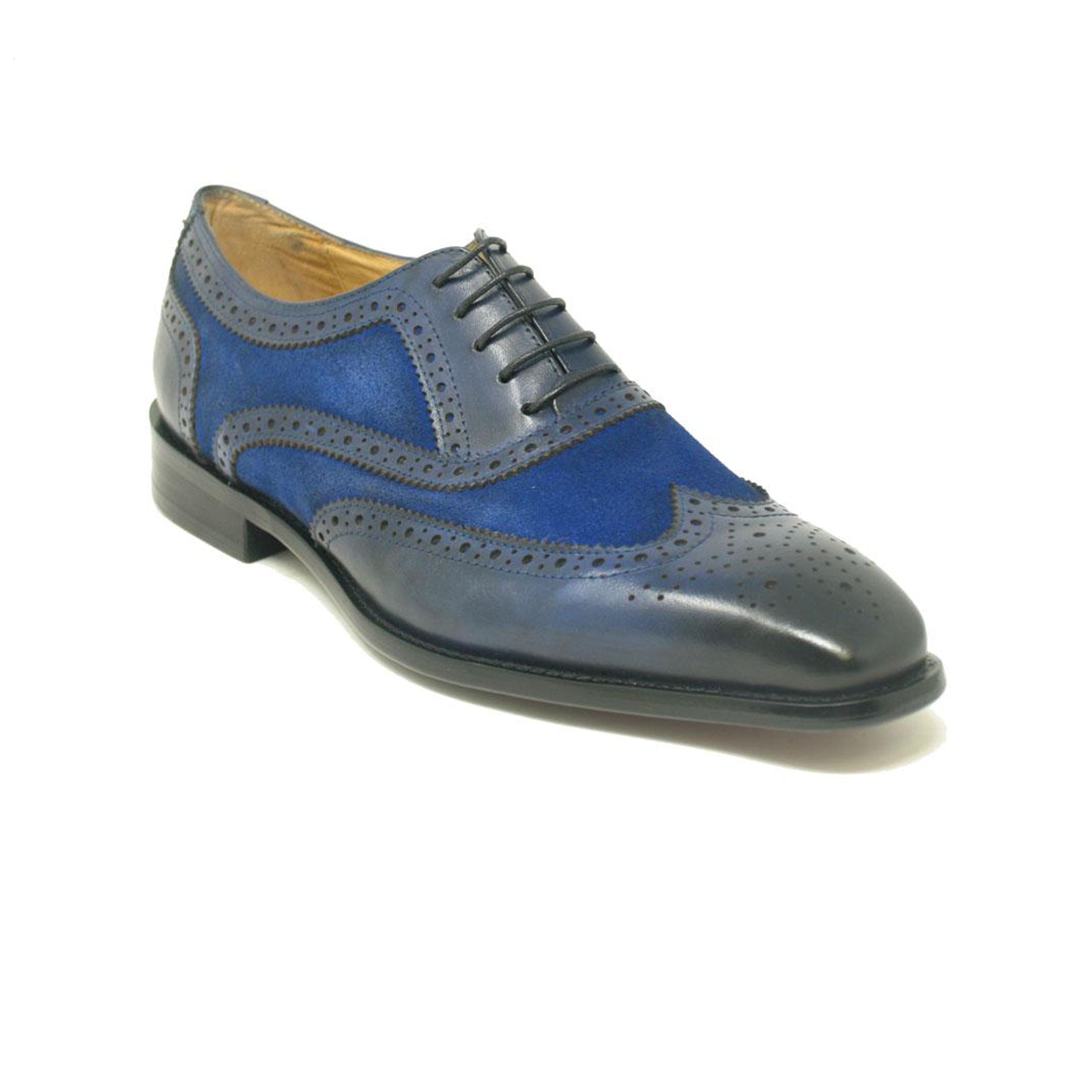 Carrucci Men's Cognac Wingtip Dress Shoes – Mixed Media Leather Design