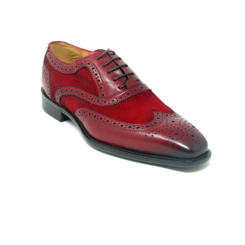 Men’s Wingtip Oxford by Carrucci – Chestnut Mixed Media Leather