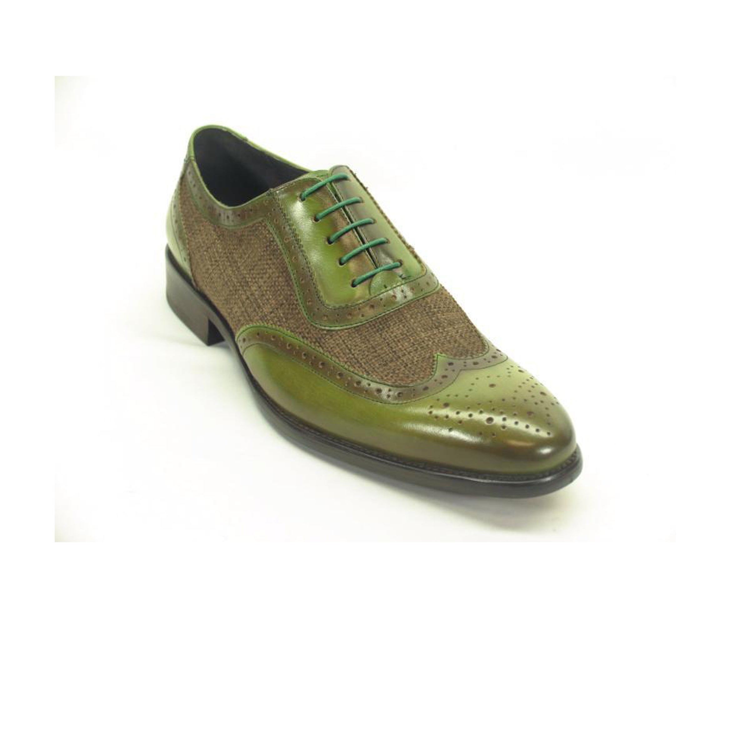 Mens Carrucci Plaid Leather Wingtip in Brown