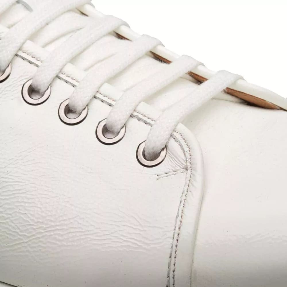 Mezlan Cartuja Sport Oxford – White Shiny Calfskin Leather Sneakers for Men, Handmade in Spain