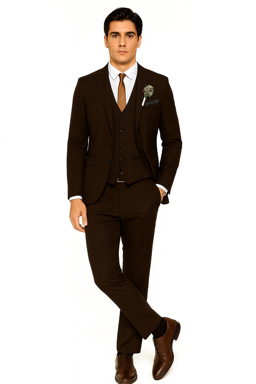 Mens Brown Linen Suit - Brown Summer Wedding Suit