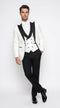 Men’s White and Black Vested Tuxedo Suit, Formal Wedding Groom Prom Dinner Suit
