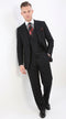 Men’s Black 100% Wool Super 150s Suit, Classic Fit Athletic Cut with Double Breasted Vest and Pleated Pants
