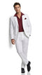 Men’s White Scarface Inspired Suit with Red Shirt, Tony Montana Style Costume Party Suit
