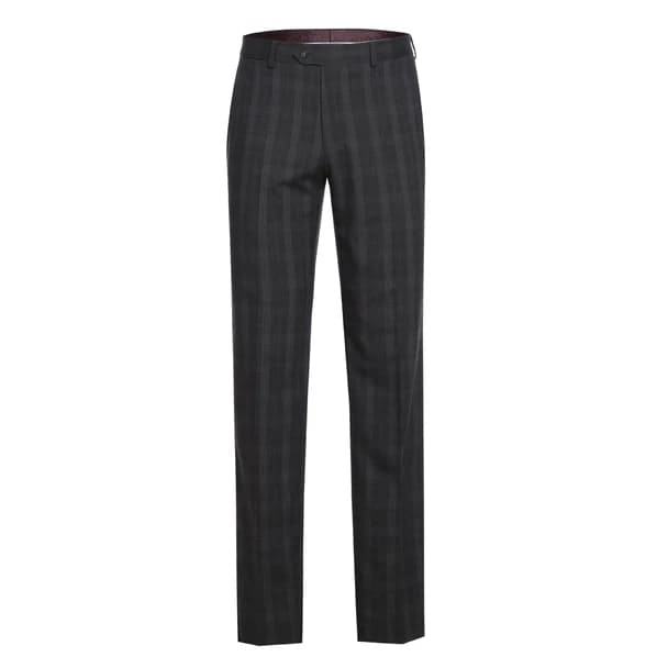 Stretch Performance Single Breasted Slim Fit Charcoal Plaid