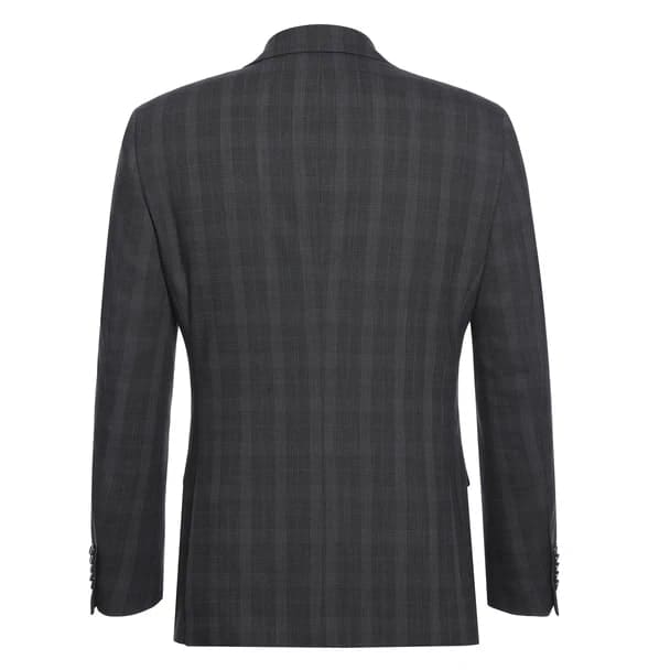 Stretch Performance Single Breasted Slim Fit Charcoal Plaid