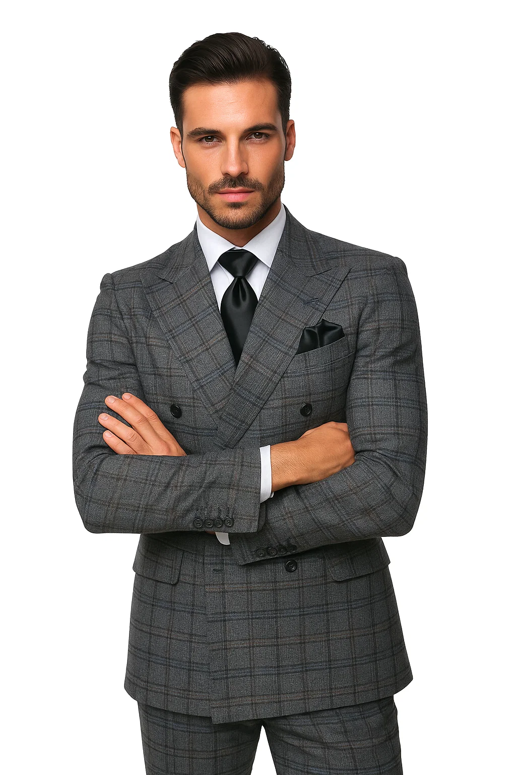 Charcoal with Blue Plaid by Rossiman