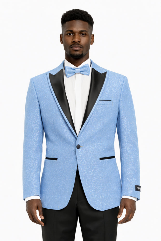 Mens Glitter Sequin Flashy in Color "Baby Blue" Tuxedo Dinner Jacket Blazer Sportcoat