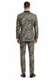 Army Green - Camouflage Patterned Two Toned Vested Olive Camo Tuxedo