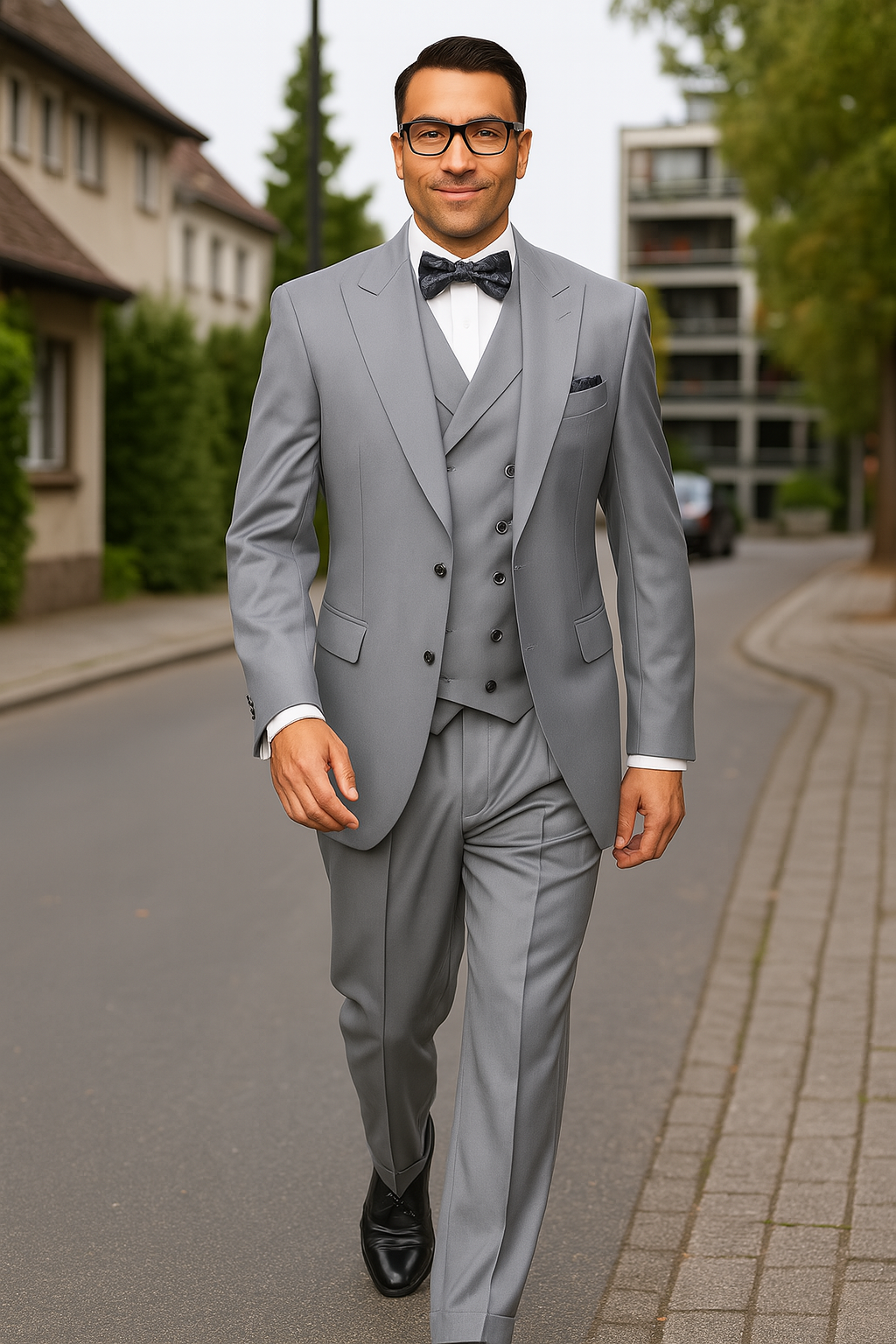 Mens Urban Suits - 100% Wool Suit - Single Button Double Breasted Vest Pleated Pants
