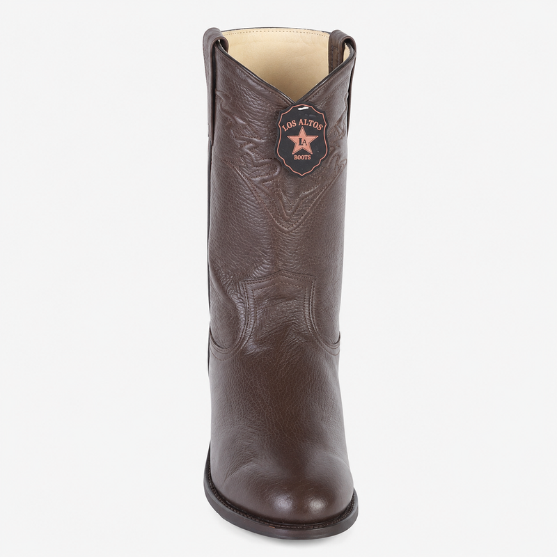 Men's Black Elk Leather Cowboy Boots - Los Altos Roper Dress Boots