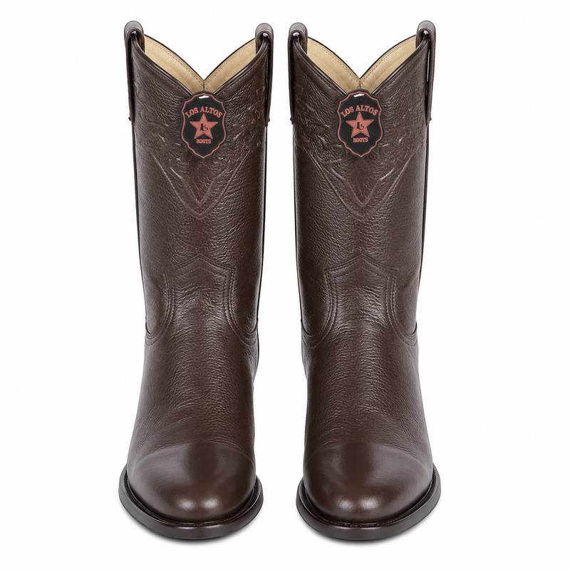 Men's Black Elk Leather Cowboy Boots - Los Altos Roper Dress Boots
