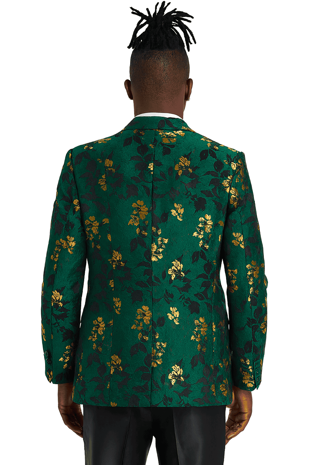 Men's slim fit hunter green and gold paisley prom and wedding tuxedo jacket